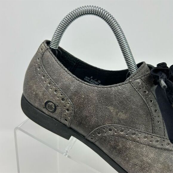 Born Women's Arletta Gray Leather Cap Toe Oxford Brogue Lace Up Shoes Size 8 - Picture 2 of 15